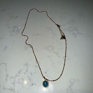 18K Elegant Gold Necklace with Blue Pendant made in Japan 100% real gold filled